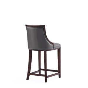 Manhattan Comfort Fifth Avenue Faux Leather Counter Stool in Pebble Grey