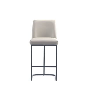 Manhattan Comfort Serena Modern Leatherette Upholstered Counter Stool in Light Grey