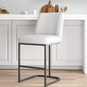 Manhattan Comfort Serena Modern Leatherette Upholstered Counter Stool in White