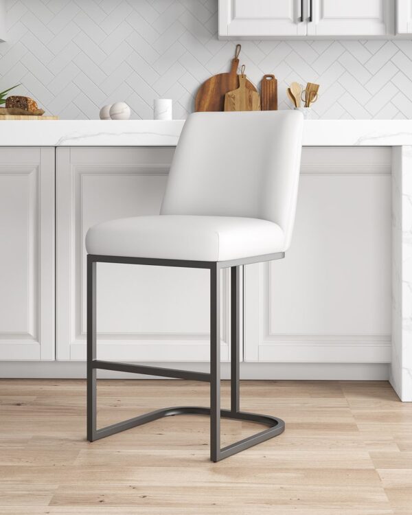 Manhattan Comfort Serena Modern Leatherette Upholstered Counter Stool in White