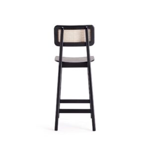 Manhattan Comfort Versailles Counter Stool in Black and Natural Cane