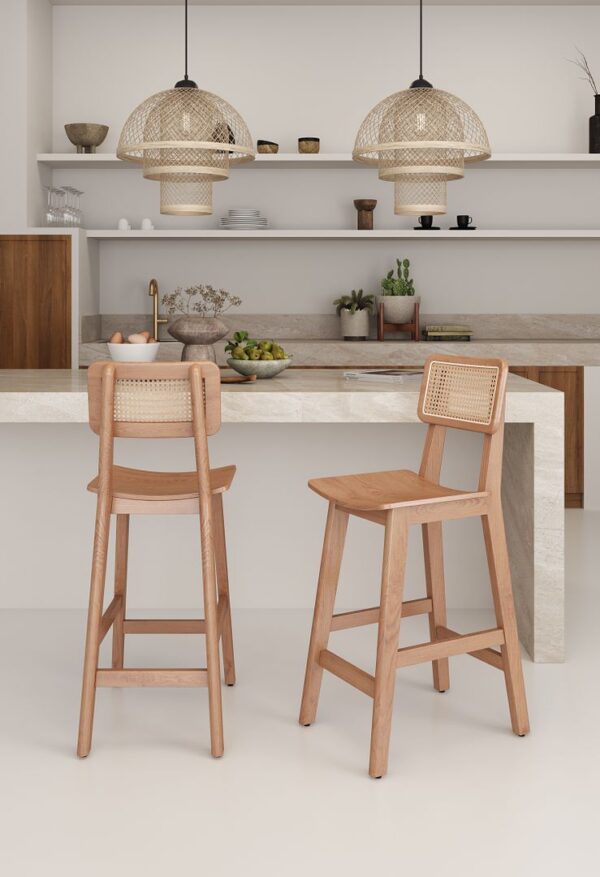 Manhattan Comfort Versailles Counter Stool in Nature Cane