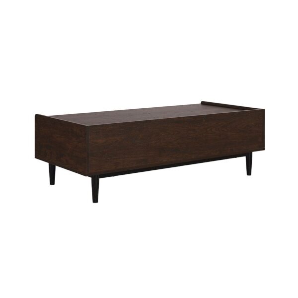 Manhattan Comfort Duane Modern Ribbed Coffee Table with Drawer and Shelf in Dark Brown and Black