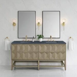 James Martin D100-V72-PBO-3CSP Emmeline 72 Inch Double Vanity in Pebble Oak with Charcoal Soapstone Top