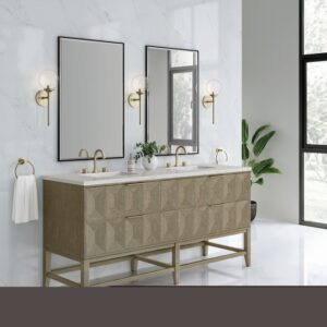 James Martin D100-V72-PBO-3EJP Emmeline 72 Inch Double Vanity in Pebble Oak with Eternal Jasmine Pearl Top