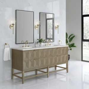 James Martin D100-V72-PBO-3ENC Emmeline 72 Inch Double Vanity in Pebble Oak with Etehreal Noctis Top