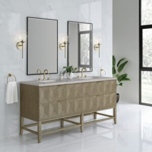 James Martin D100-V72-PBO-3ESR Emmeline 72 Inch Double Vanity in Pebble Oak with Eternal Serena Top