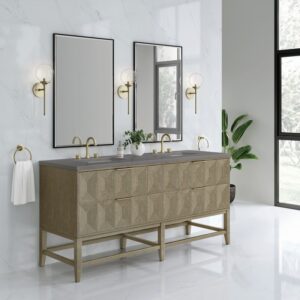 James Martin D100-V72-PBO-3GEX Emmeline 72 Inch Double Vanity in Pebble Oak with Grey Expo Top