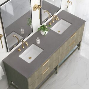 James Martin D100-V72-PBO-3GEX Emmeline 72 Inch Double Vanity in Pebble Oak with Grey Expo Top