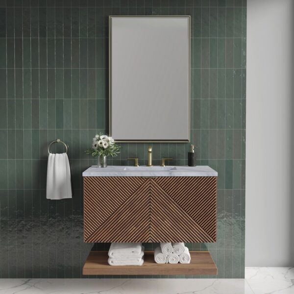 James Martin D200-V36-CSN-3CAR Marcello 36 Inch Chestnut Single Vanity with 3CM Carrara Marble Top