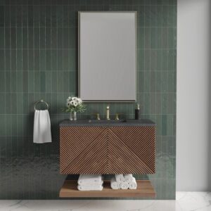 James Martin D200-V36-CSN-3CSP Marcello 36 Inch Chestnut Single Vanity with 3CM Charcoal Soapstone Top