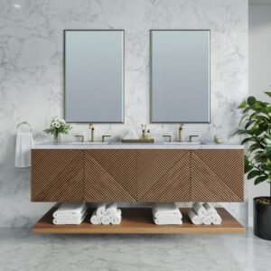 James Martin D200-V72-CSN-3CAR Marcello 72 Inch Chestnut Double Vanity with 3CM Carrara Marble Top