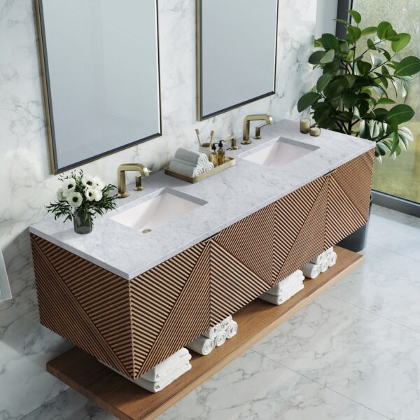 James Martin D200-V72-CSN-3CAR Marcello 72 Inch Chestnut Double Vanity with 3CM Carrara Marble Top