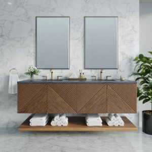 James Martin D200-V72-CSN-3CSP Marcello 72 Inch Chestnut Double Vanity with 3CM Charcoal Soapstone Top