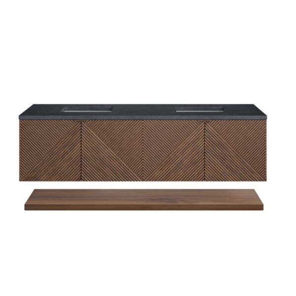 James Martin D200-V72-CSN-3CSP Marcello 72 Inch Chestnut Double Vanity with 3CM Charcoal Soapstone Top