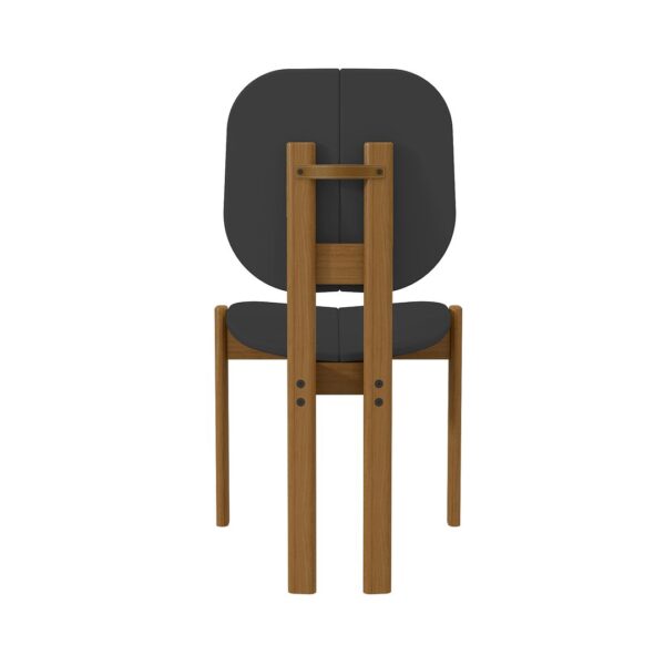 Manhattan Comfort Mid-Century Modern Gales Dining Chair with Solid Wood Legs in Black - Set of 2