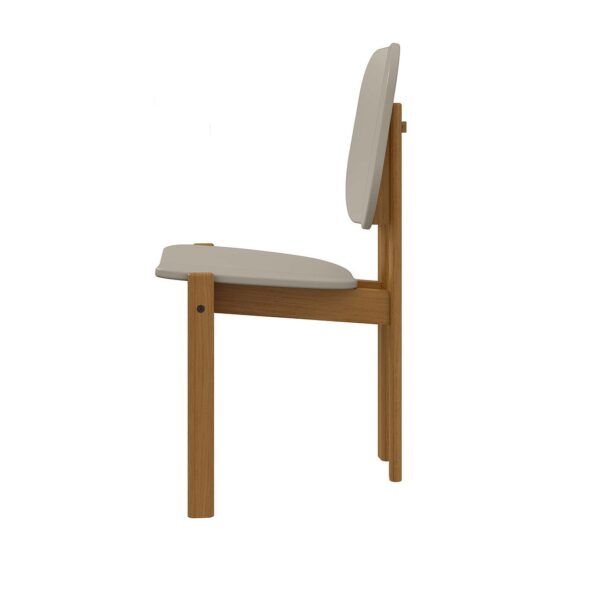 Manhattan Comfort Mid-Century Modern Gales Dining Chair with Solid Wood Legs in Greige - Set of 2