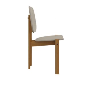 Manhattan Comfort Mid-Century Modern Gales Dining Chair with Solid Wood Legs in Greige - Set of 2