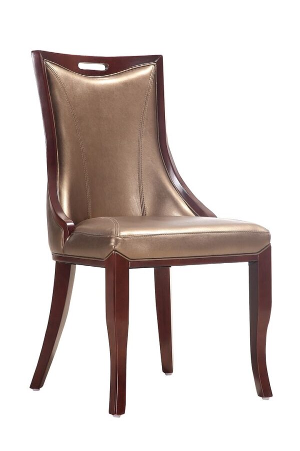 Manhattan Comfort Emperor Bronze and Walnut Faux Leather Dining Chair (Set of Two)