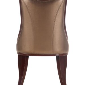 Manhattan Comfort Emperor Bronze and Walnut Faux Leather Dining Chair (Set of Two)