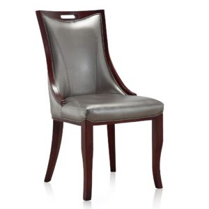 Manhattan Comfort Emperor Silver and Walnut Faux Leather Dining Chair (Set of Two)