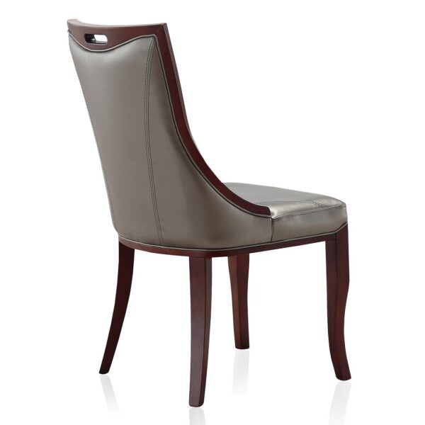 Manhattan Comfort Emperor Silver and Walnut Faux Leather Dining Chair (Set of Two)