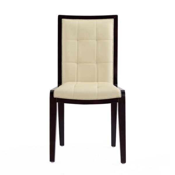 Manhattan Comfort Executor Cream and Walnut Faux Leather Dining Chairs (Set of Two)