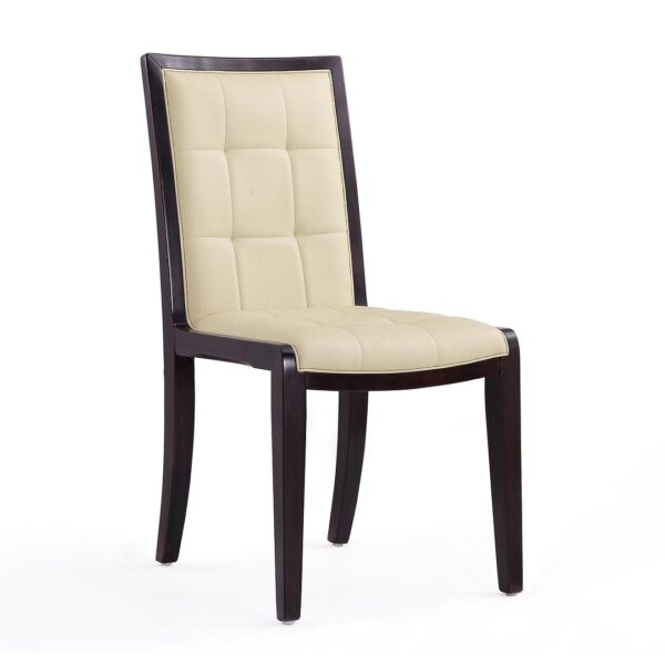 Manhattan Comfort Executor Cream and Walnut Faux Leather Dining Chairs (Set of Two)