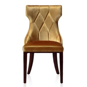 Manhattan Comfort Reine Antique Gold and Walnut Velvet Dining Chair (Set of Two)