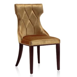 Manhattan Comfort Reine Antique Gold and Walnut Velvet Dining Chair (Set of Two)