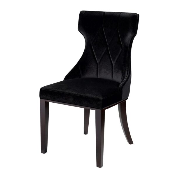 Manhattan Comfort Reine Black and Walnut Velvet Dining Chair (Set of Two)