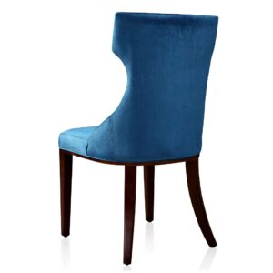 Manhattan Comfort Reine Cobalt Blue and Walnut Velvet Dining Chair (Set of Two)