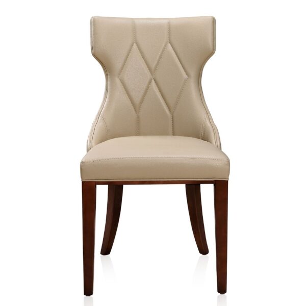 Manhattan Comfort Reine Cream and Walnut Faux Leather Dining Chair (Set of Two)