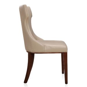 Manhattan Comfort Reine Cream and Walnut Faux Leather Dining Chair (Set of Two)