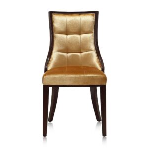 Manhattan Comfort Fifth Avenue Antique Gold and Walnut Velvet Dining Chair (Set of Two)