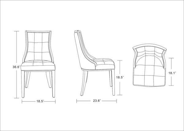 Manhattan Comfort Fifth Avenue Cream and Walnut Faux Leather Dining Chair (Set of Two)