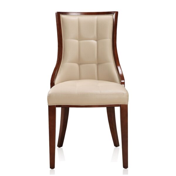 Manhattan Comfort Fifth Avenue Cream and Walnut Faux Leather Dining Chair (Set of Two)