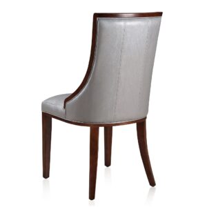 Manhattan Comfort Fifth Avenue Silver and Walnut Faux Leather Dining Chair (Set of Two)