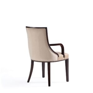 Manhattan Comfort Fifth Avenue Faux Leather Dining Armchair in Tan and Walnut