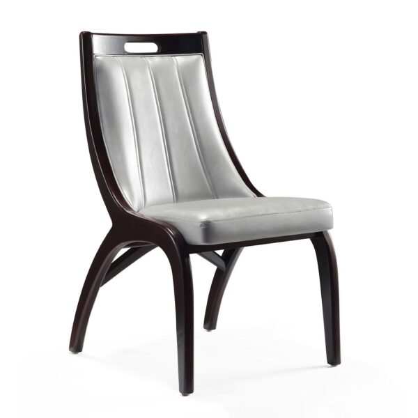 Manhattan Comfort Danube Leatherette Dining Chair - Set of 2 in Silver