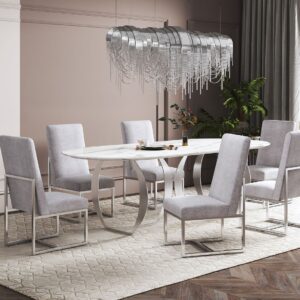 Manhattan Comfort Element Grey Velvet Dining Chair