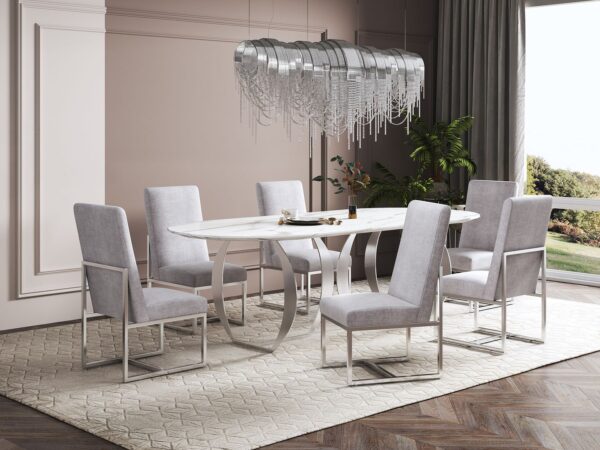 Manhattan Comfort Element Grey Velvet Dining Chair