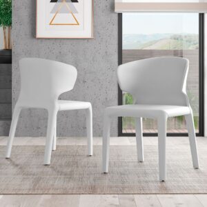 Manhattan Comfort Conrad Cream Faux Leather Dining Chair (Set of 2)