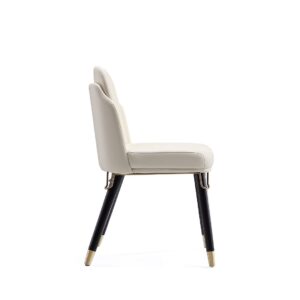 Manhattan Comfort Estelle Cream and Black Faux Leather Dining Chair