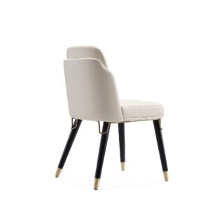 Manhattan Comfort Estelle Cream and Black Faux Leather Dining Chair