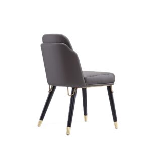 Manhattan Comfort Estelle Pebble and Black Faux Leather Dining Chair