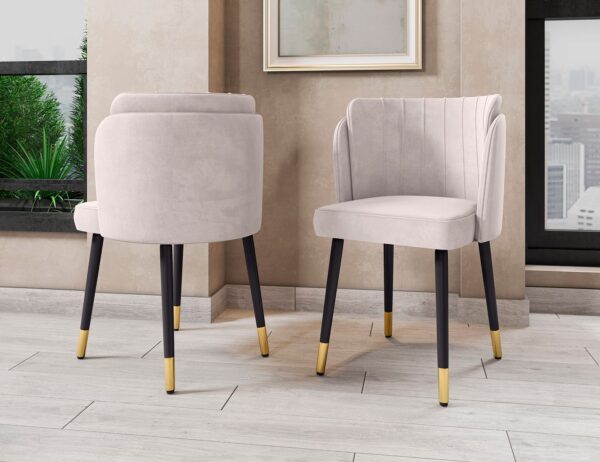 Manhattan Comfort Zephyr Velvet Dining Chair in Cream