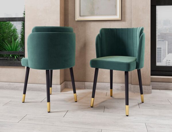 Manhattan Comfort Zephyr Velvet Dining Chair in Hunter Green