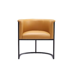 Manhattan Comfort Bali Saddle and Black Faux Leather Dining Chair