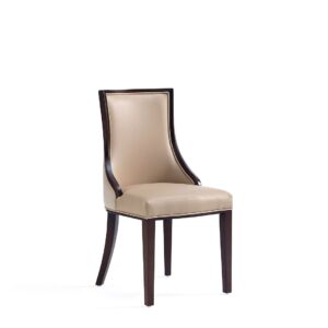 Manhattan Comfort Grand Faux Leather Dining Chair in Tan with Beech Wood Frame (Set of 2)